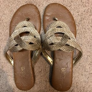 Gold slip on sandals